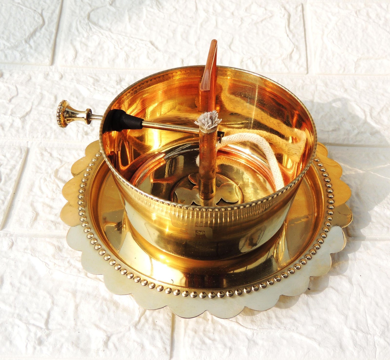 Brass & Glass Akhand Deepak — 6.5"