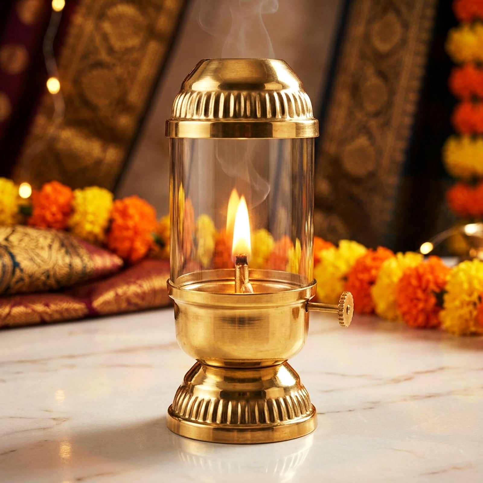 Brass & Glass Deepak Chimney — 9"