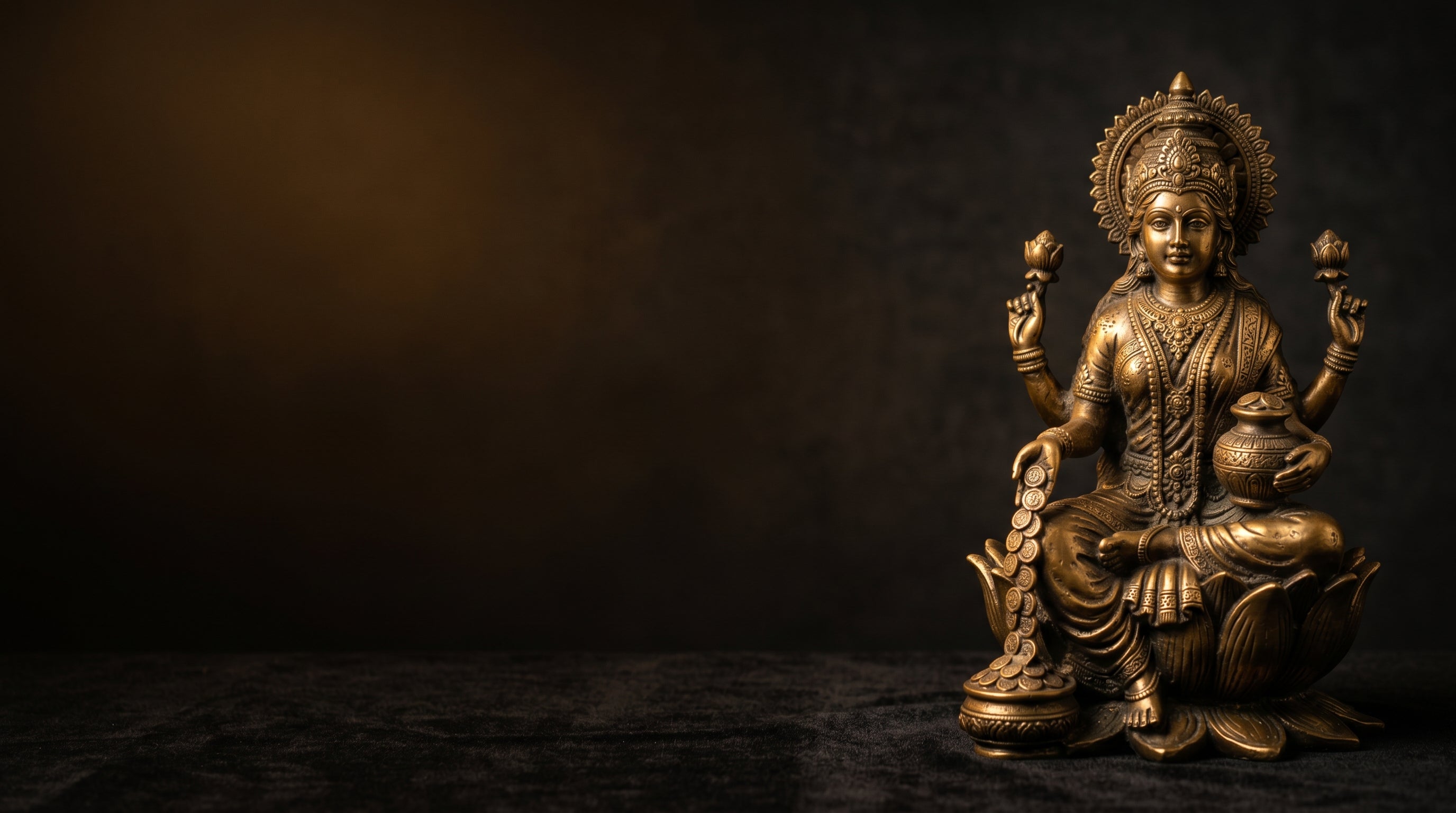 Lakshmi, in solid brass.