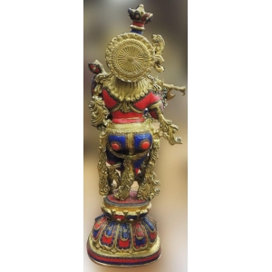 Brass Showpiece Krishna God Idol Statue - 14*8.5*36 Inch (BS1553 K)