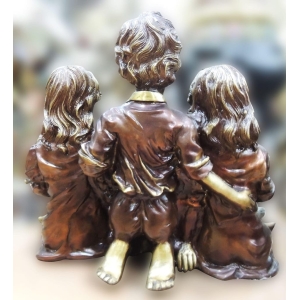 Brass Children Statue - 23 Inch Width, 13.5 Inch Depth, 19 Inch Height