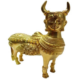 Brass Showpiece Kamdhenu Cow Statue - decorative home accent