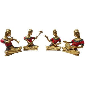 Brass Rajasthani Musical Statue Set of 4 Pieces 4.5 x 3.8 x 6.5 Inch