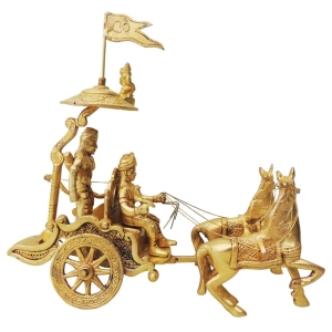 Brass Arjun Rath Statue - 9 Inch Length, 3 Inch Width, 8.5 Inch Height