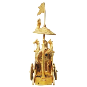 Brass Arjun Rath Statue - 9 Inch Length, 3 Inch Width, 8.5 Inch Height