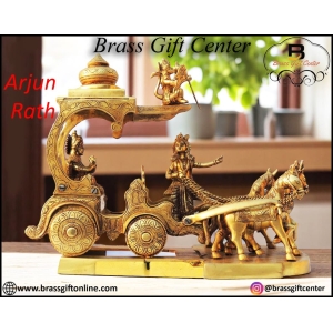 Brass Showpiece Arjun Rath Statue - decorative home accent