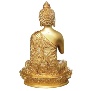 Brass Buddha Statue With Super Fine Finish - 5 x 3.3 x 7.2 Inch