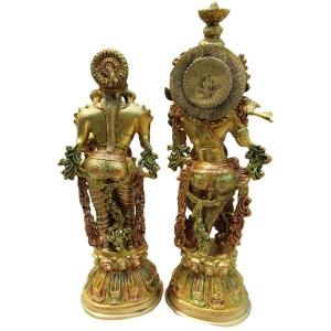 Brass Showpiece Krishan and Radha Pair God Idol Statue 22 Inch 7x5 Inch