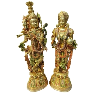 Brass Showpiece Krishan and Radha Pair God Idol Statue 22 Inch 7x5 Inch