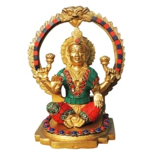 Brass Laxmi Ji Statue - 6.6 Inch Height, 3.7 Inch Width, 2.47 Kg Weight