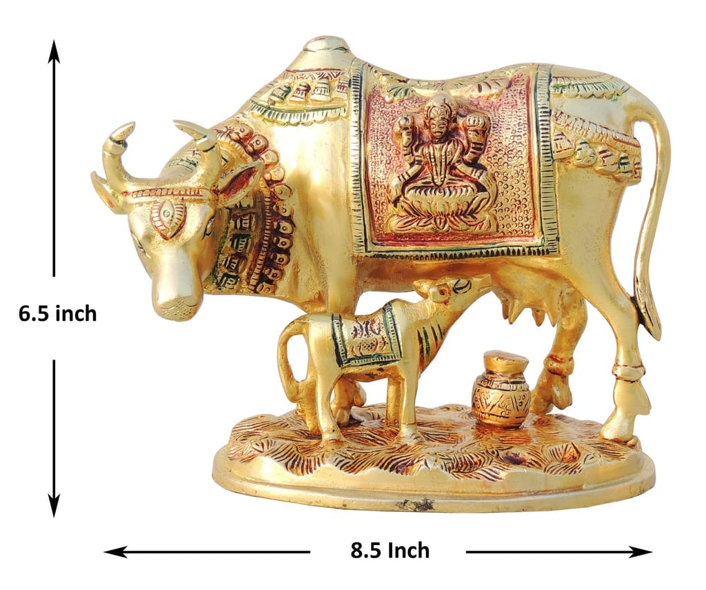 Brass Showpiece Cow With Calf Statue decorative item
