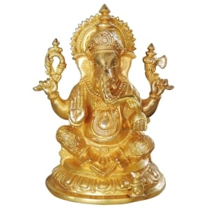 Brass Showpiece Ganesh Ji God Idol Statue - 5.5*4*7 inch (BS1025 G)