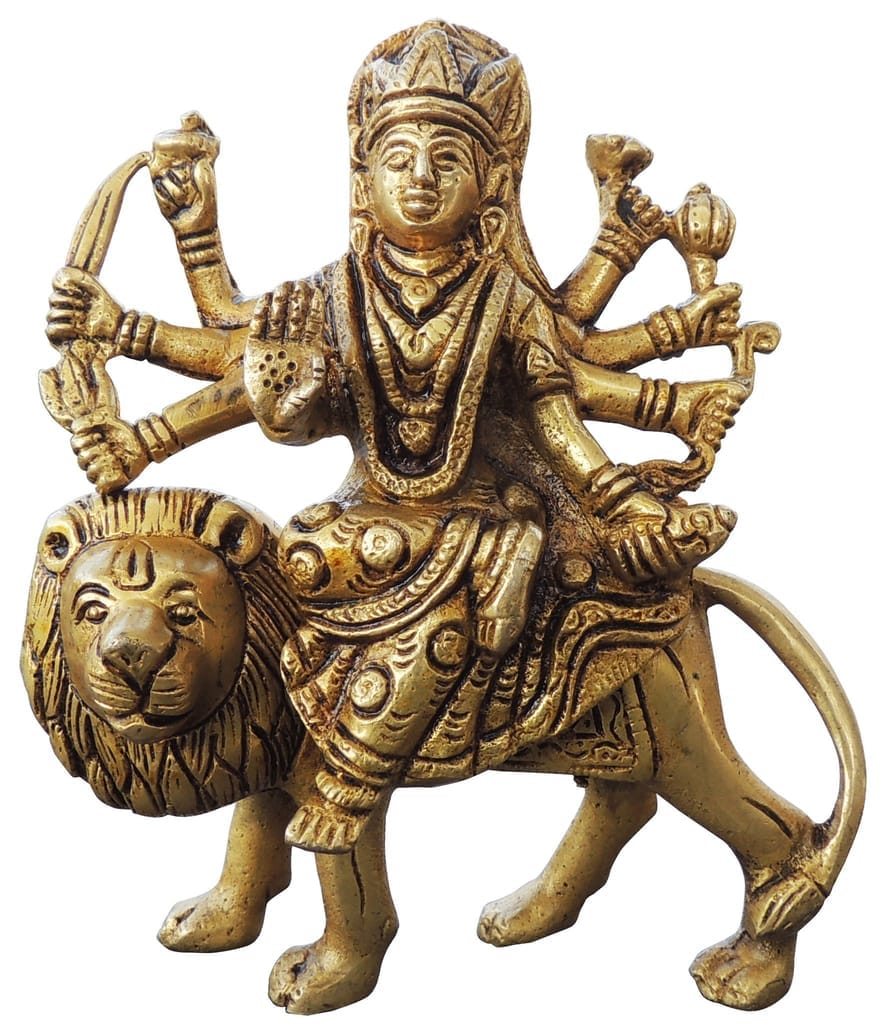 Brass Showpiece Durga Ji God Idol Statue, brass material