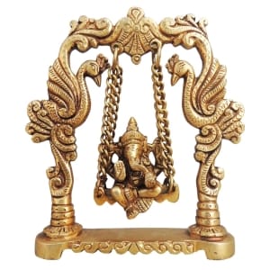 Brass Showpiece Ganesh Jhula God Idol Statue - 5.5*1*6.5 inch (BS1038 A)