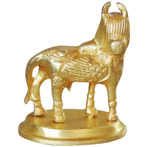Brass Kamdhenu Cow Statue with Calf - 2.5 x 1.5 x 3 Inch