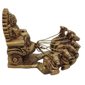 Brass Surya Dev Rath Statue - 3.5 x 3 x 2.8 Inch Decorative Piece