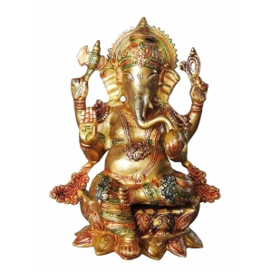 Brass Showpiece Ganesh Ji God Idol Statue - 9*5*11.5 inch (BS1060 G)