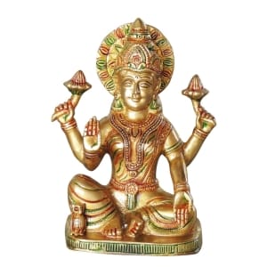 Brass Laxmi Ji God Idol Statue - 5 x 3.2 x 7.5 Inch Brass Finish