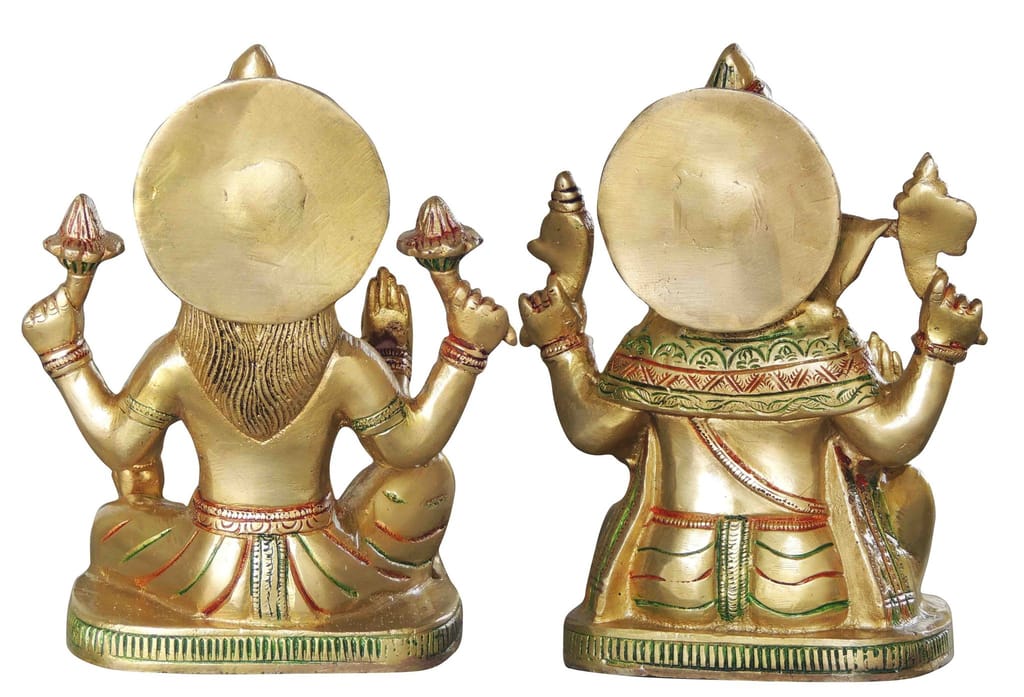 Brass Showpiece Laxmi Ganesh Pair God Idol Statue (BS1062) - Image 2