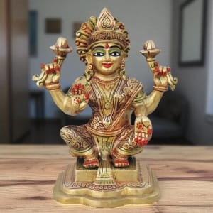 Brass Showpiece Laxmi Ji God Idol Statue - 4.4*3.5*7.5 inch (BS1063 L)