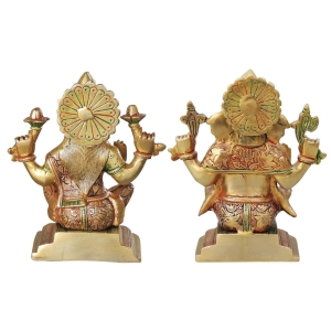 Brass Laxmi Ganesh Pair God Idol Statue 4.4 Inch & 4.2 Inch Height