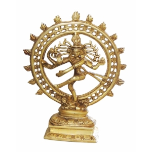 Brass Nataraja God Idol Statue - 7.5 Inch Height, 2.5 Inch Width, 9.2 Inch