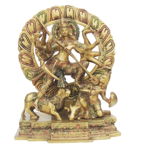 Brass Showpiece Mahishasur Vardhini Statue - decorative brass statue
