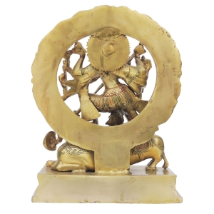 Brass Mahishasur Vardhini Statue - 9.5 Inch Length, 12 Inch Height