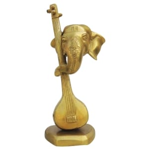 Brass Showpiece Guitar With Ganesh Statue - 11*7.5*8.5 Inch (BS1116 B)