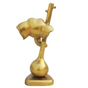 Brass Showpiece Guitar With Ganesh Statue - 11*7.5*8.5 Inch (BS1116 B)