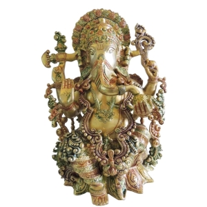 Brass Showpiece Ganesh Ji Statue - 11*8*16 inch (BS1124 G)