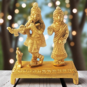 Brass Radha Krishna with Chowki-3.5*1.5*4 (BS1131 B)