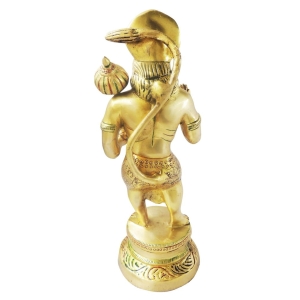 Brass Hanuman Ji Statue - 4.5 Inch Width, 4.7 Inch Depth, 13 Inch Height