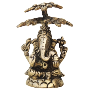 Brass Showpiece Ganesh Statue  - 3*3*3.5 Inch (BS1223 G)