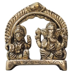 Brass Showpiece Laxmi Ganesh Statue - 2.6*1*3 Inch (BS1233 A)