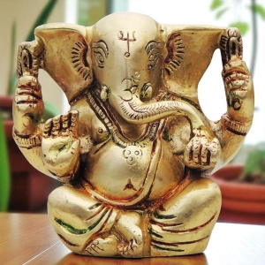 Brass Showpiece Ganesh Ji Statue - 3.6*1.6*3.5 inch (BS1241 G)