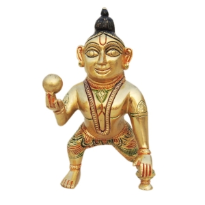 Brass Laddu Gopal Statue Murti Idol 3.6x3.2x6.2 Inch Brass Finish