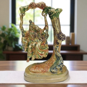 Brass Showpiece Radha Krishna Statue With Tree - 4.3*3*7 Inch (BS1256 C)