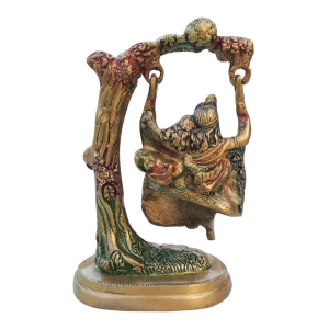 Brass Showpiece Radha Krishna Statue With Tree - 4.3*3*7 Inch (BS1256 C)