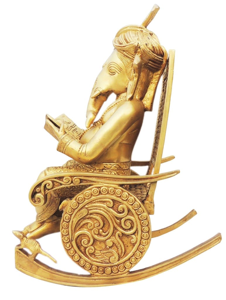 Brass Showpiece Chair Ganesh Statue - brass material