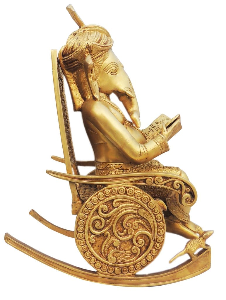 Brass Showpiece Chair Ganesh Statue - brass material