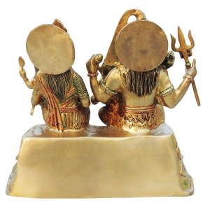 Brass Shiv Parivaar On Hill Colour Idol Statue 12x6.5x12 Inch