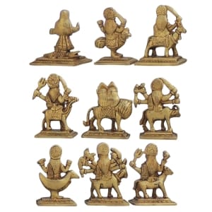 Brass Showpiece Nau Durga Statue - 2.5x1.5x3.2 Inch Brass Durga Ji