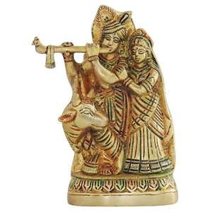 Brass Radha Krishna Statue - 4 Inch Height, 1.2 Inch Width, 1.2 Kg Weight