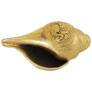 Brass Conch with Sound - 6.5 Inch Length, 3.5 Inch Width, 3.2 Inch Height