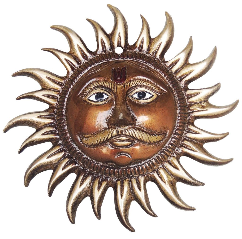 Brass Showpiece Wall Hanging Sun Antique Statue 6.5 inch