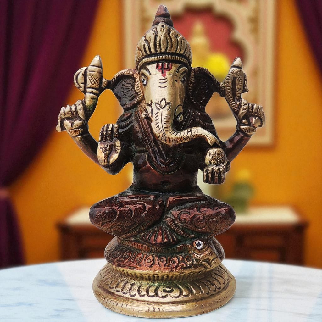 Brass Showpiece Ganesh Ji Statue - decorative home accent