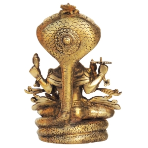 Brass Vishnu Statue - 8 Inch Height, 5 Inch Width, 11.1 Inch Depth