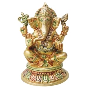 Brass Showpiece Ganesh Ji Statue - 5.3*5*8 Inch (BS1299 G)