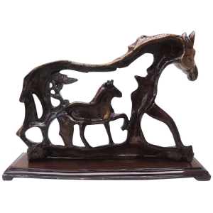 Brass Horse Statue - 11.2 Inch Length, 2.5 Inch Width, 8 Inch Height